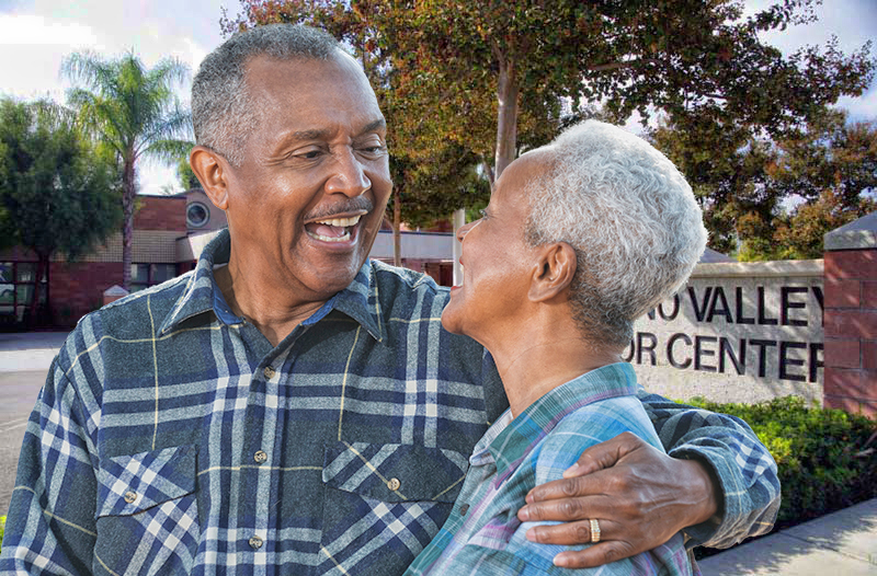 Seniors in front of the Senior Center