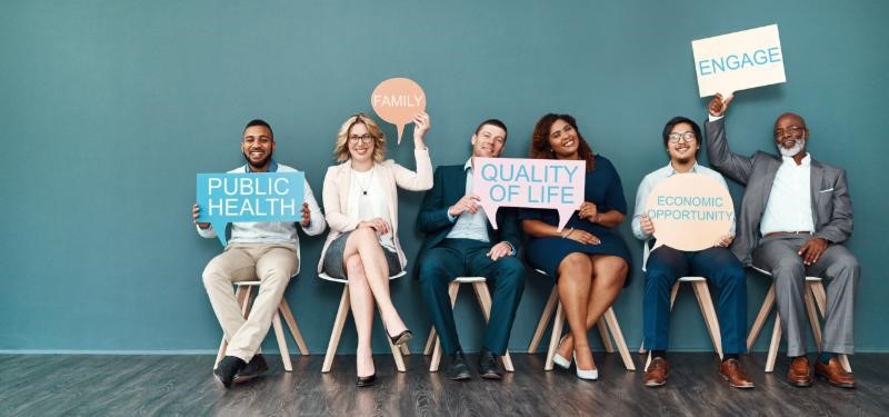 People holding signs